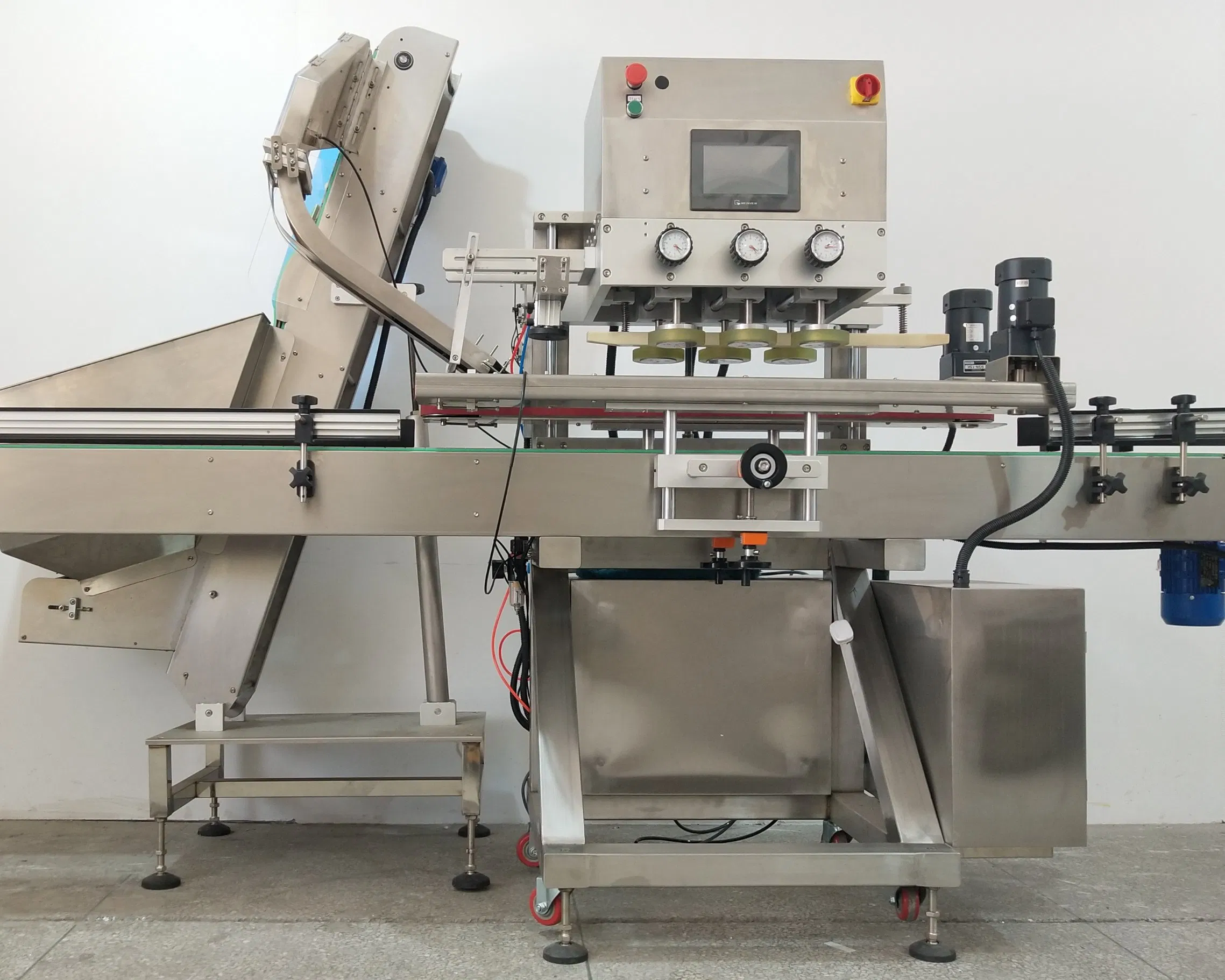 Cm300 Automatic Metal PP Pet Lid Capper Screw Capping Machine with Cap Elevator