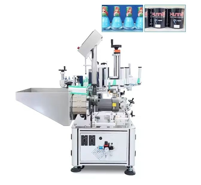 High-Speed Round Bottle Labeling Equipment - Automatic Label Applicator for Cylindrical Container Packaging