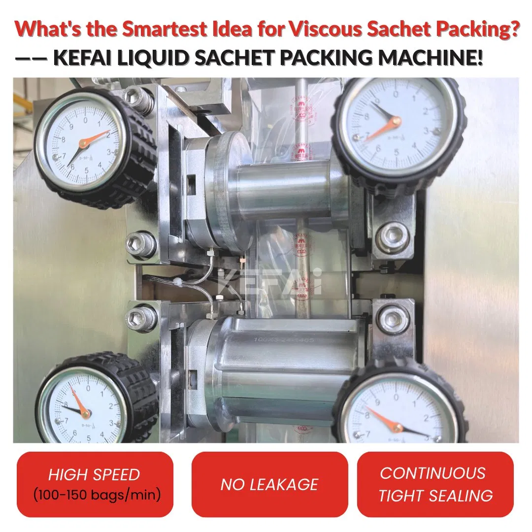 Kefai Automatic Continuous 3/4 Side Seal Bag Sauce Oil Ketchup Tomato Paste Cream Viscous Liquid Sachet Packaging Film Forming Filling Sealing Packing Machine