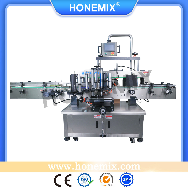 Hone Automatic Front and Back Double Side Labeling Machine Liquid Soap Label Applicator for Shampoo Bottle Labeling Machine