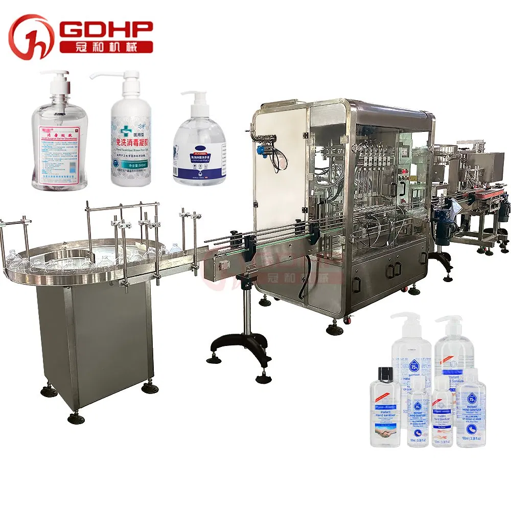 Automatic Gel Alcohol Explosion-Proof Pump Cap Screw Cap Hand Sanitizer Filling Capping Packaging Making Machine