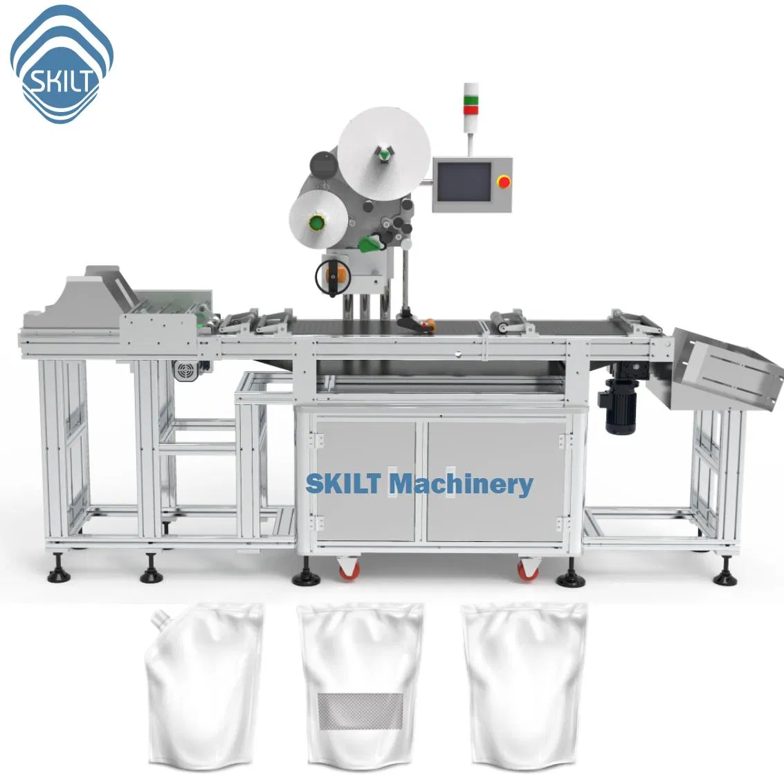 High-Speed Top Side Labeling Machine System for Pouch Bags