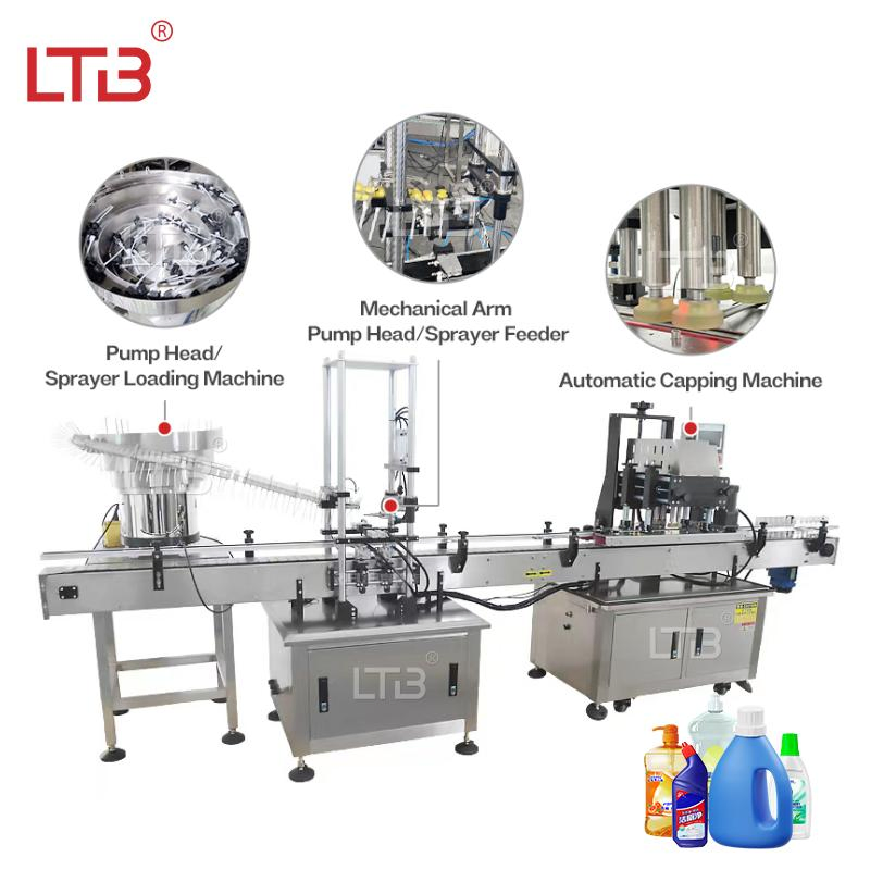 High Speed Automatic Touch Screen Pump Head Dropper Loading Feeding Capper Packing Device Shampoo Detergent Liquid Capping Tightening Equipment