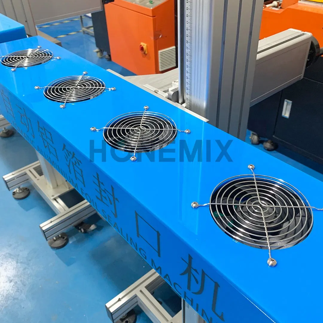 Honemix Continuous Vertical Electromagnetic Induction Sealer Machine Continuous Band Sealing Aluminum Foil Seal Packaging Machine for Plastic Glass Bottle 220V