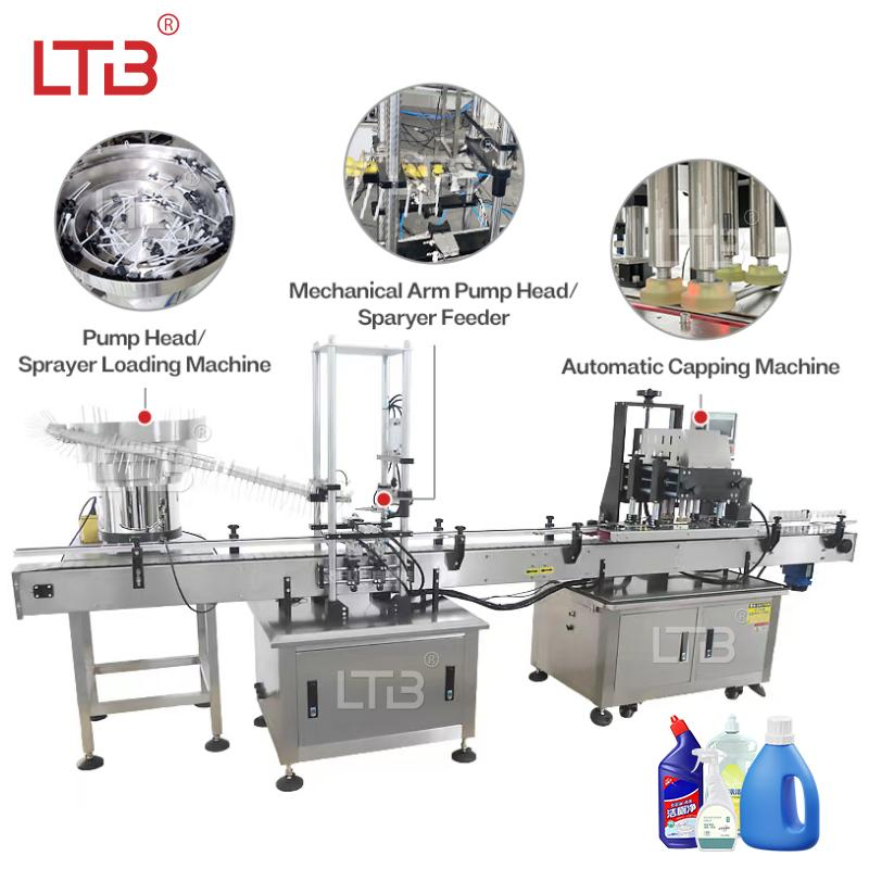 High Speed Automatic Touch Screen Pump Head Dropper Loading Feeding Capper Packing Device Shampoo Detergent Liquid Capping Tightening Equipment