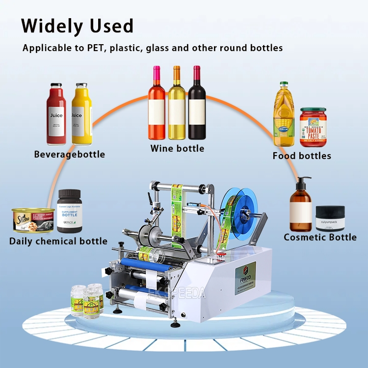 Manual Fast Semi Automatic Adhesive Wine Round Bottle Labeling Machine