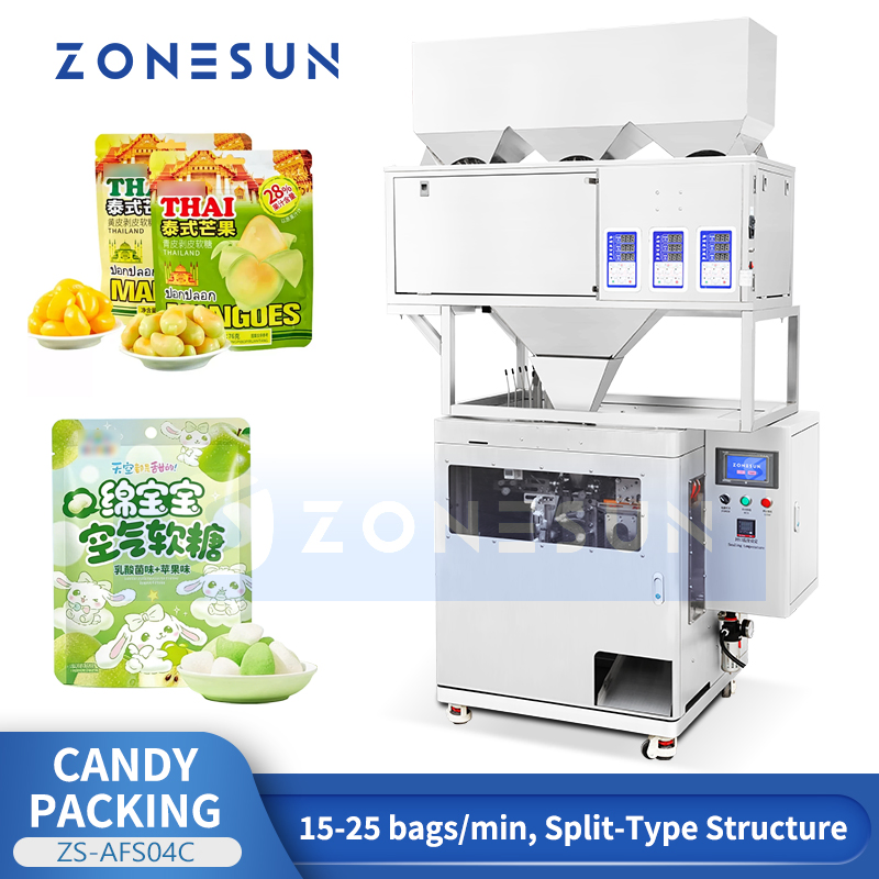 Zonesun Zs-Afs04c Automatic Premade Stand up Pouch Zipper Bag Candy Granule Multi-Head Weigher Filling and Sealing Machine for Snack Food Packaging