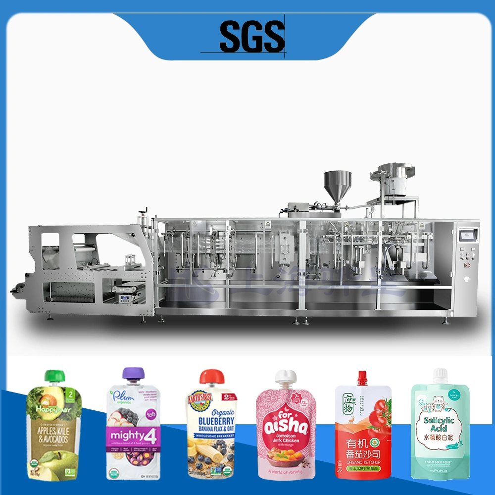 6-5000g Automatic Top Corner Slant Spout Servo Doypack Stand up Pouch Bag Ketchup Tomato Paste Juice Water Liquid Sauce Filling Packing Packaging Machine Price