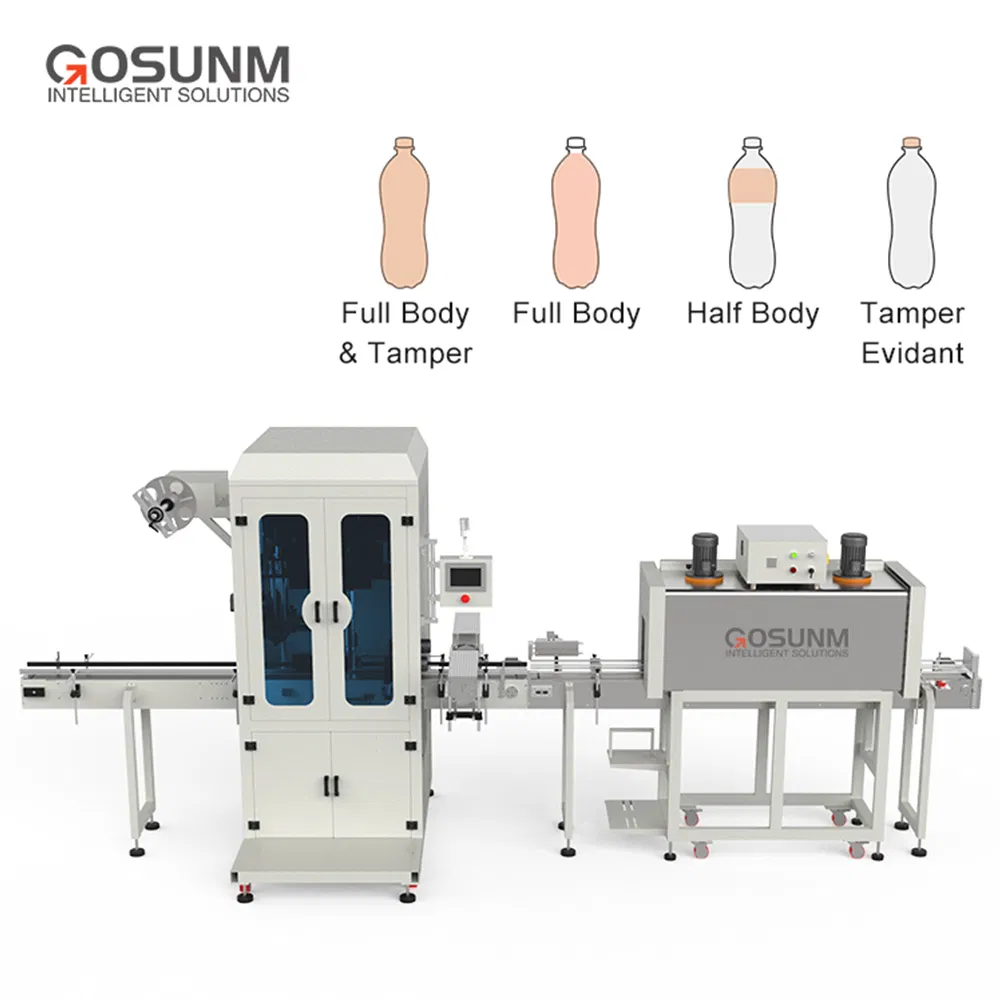 Gosunm Shrink Sleeve Machine Beer Can Shrink Sleeve Applicator Beverage Cup Oil PVC Bottle Automatic Shrink Sleeve Labeling Machine with Heat Tunnel