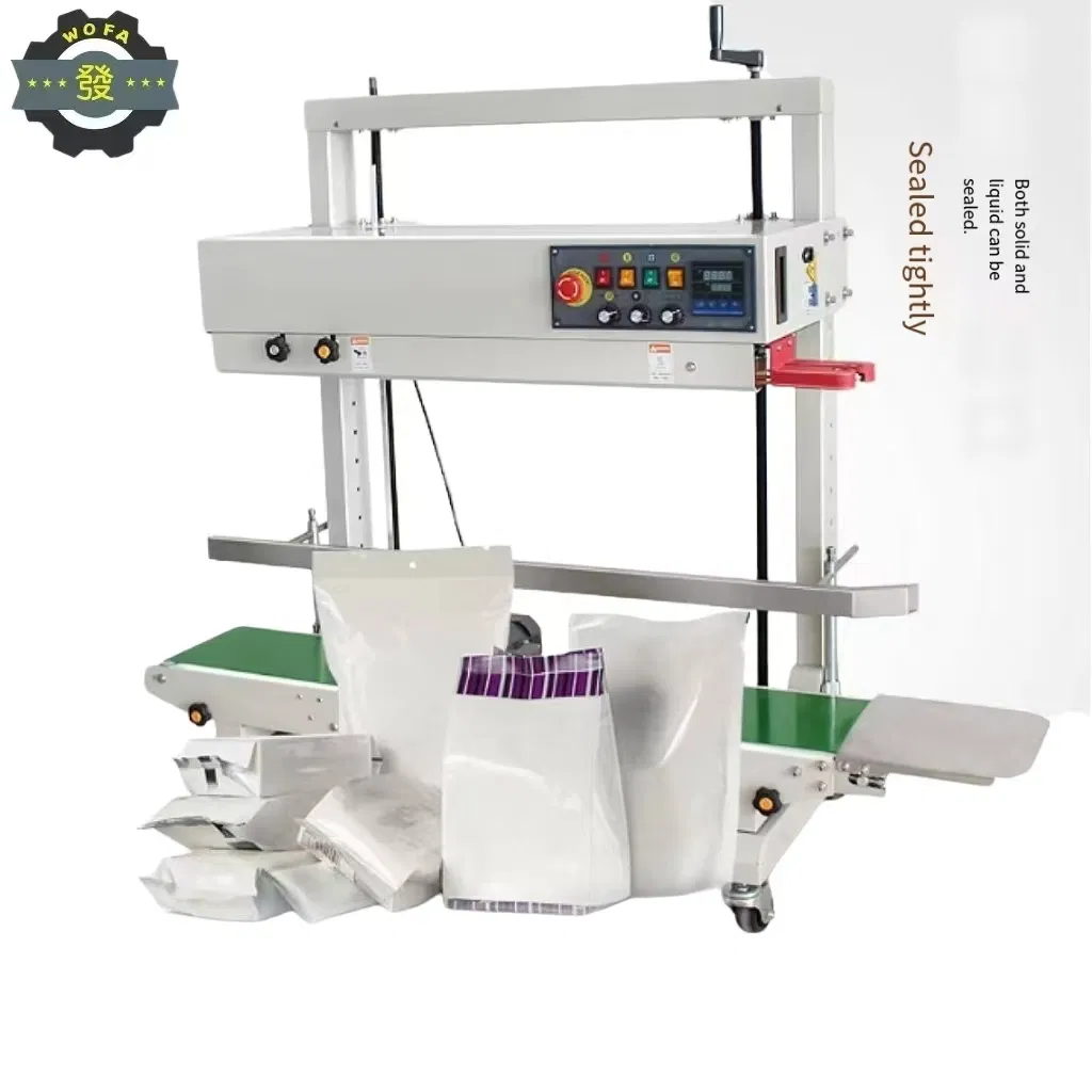 Automatic Continuous Band Sealer for Plastic and Aluminum Bags Versatile Heat Sealing Machine for Food and PE Bags Industrial Vertical Sealing Machine for Plast