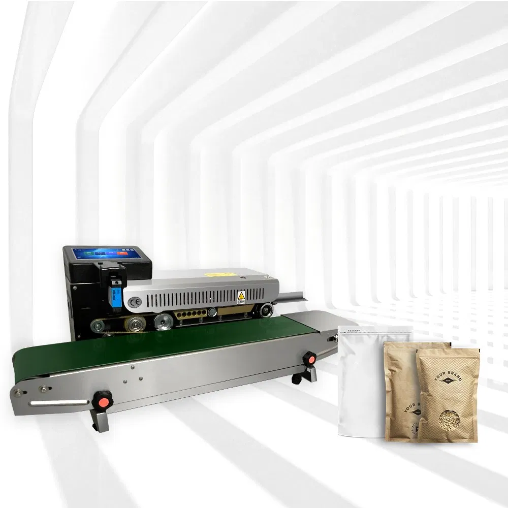Continuous Band Sealer Plastic Bag Film Heat Sealing Machine with Expiry Date Printing