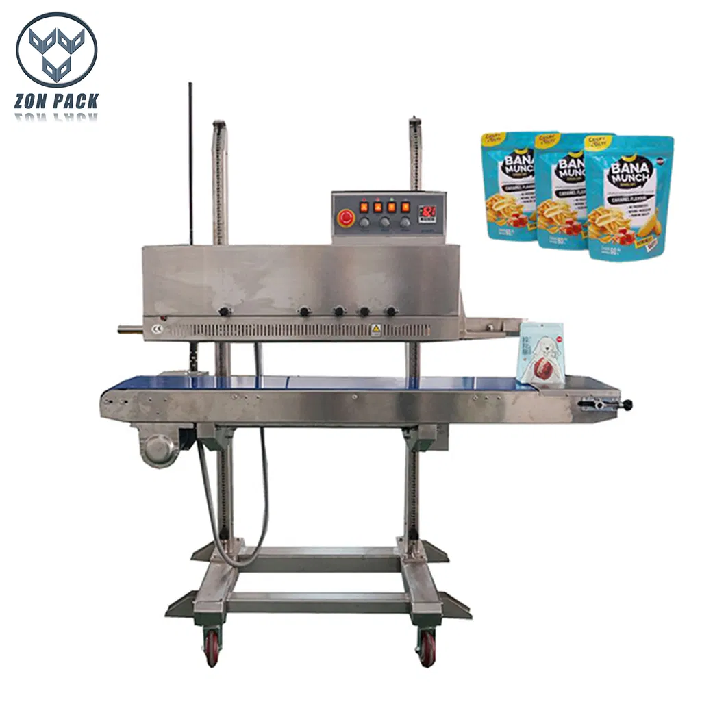 Vertical High Speed Continuous Band Sealer Heat Sealing Machine for Plastic Bag