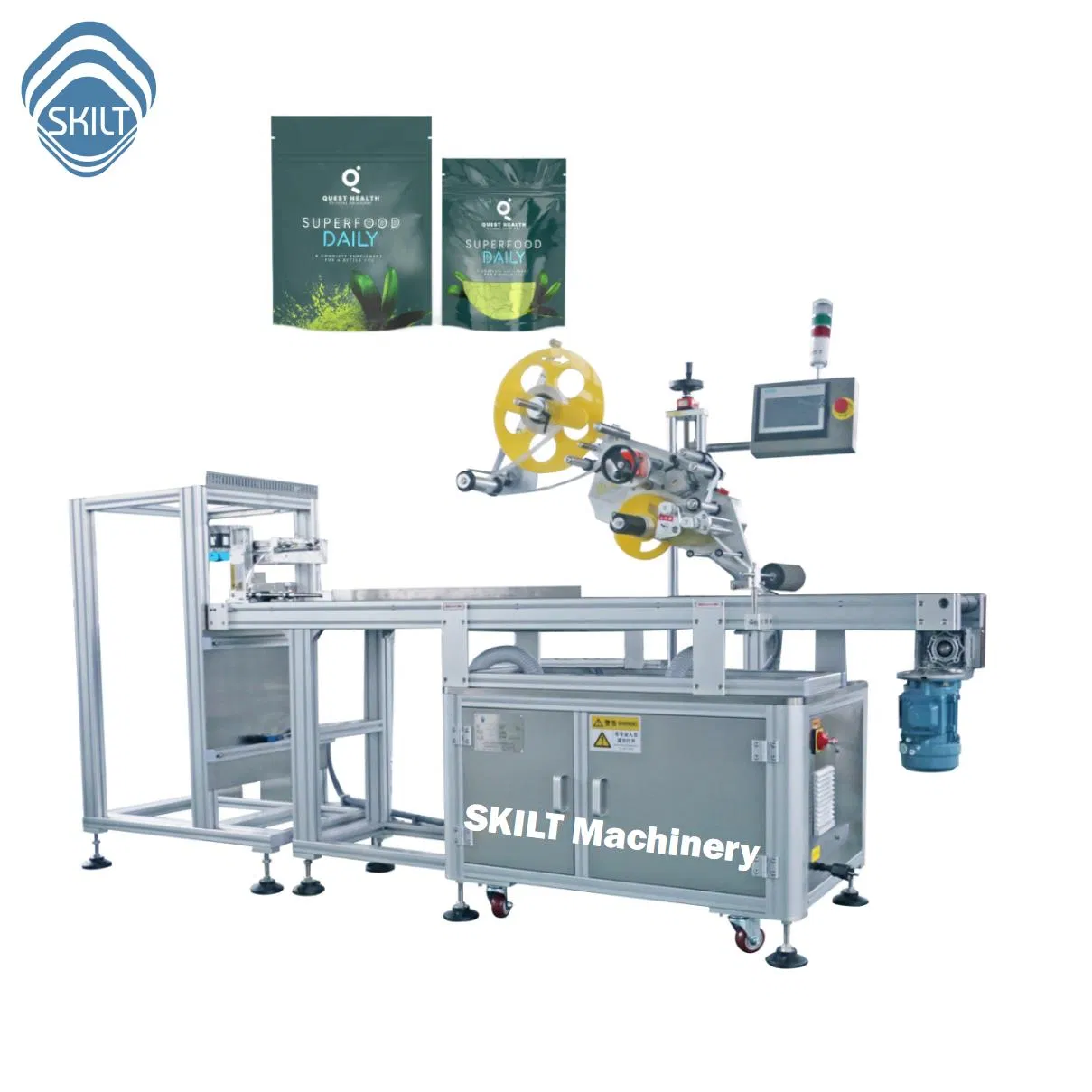 Precision Pouch Labeler and Bag Paging Label Applicator System