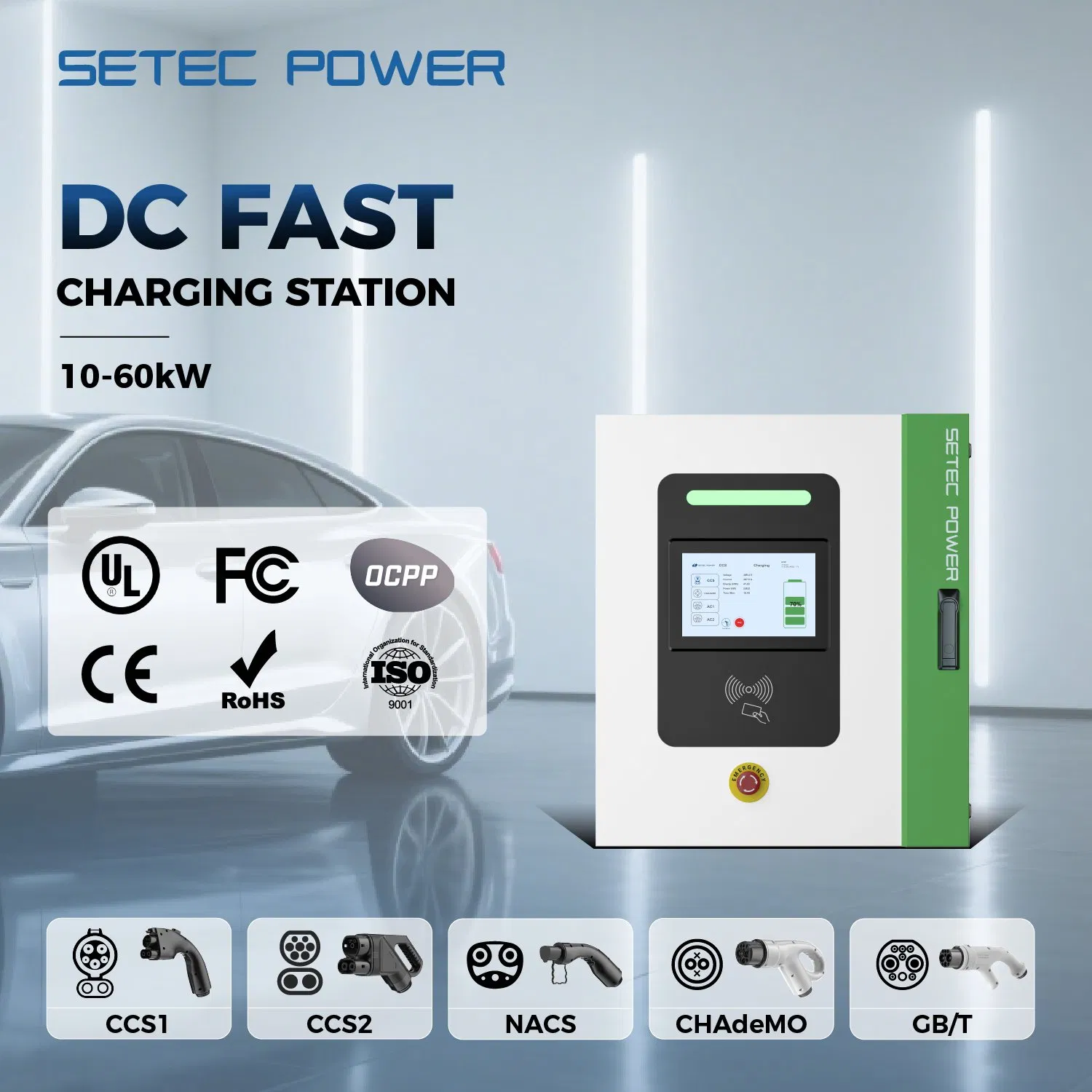 SETEC POWER 10-60kW Electric car wallbox charging station for Garage and Outdoors|Source Factory