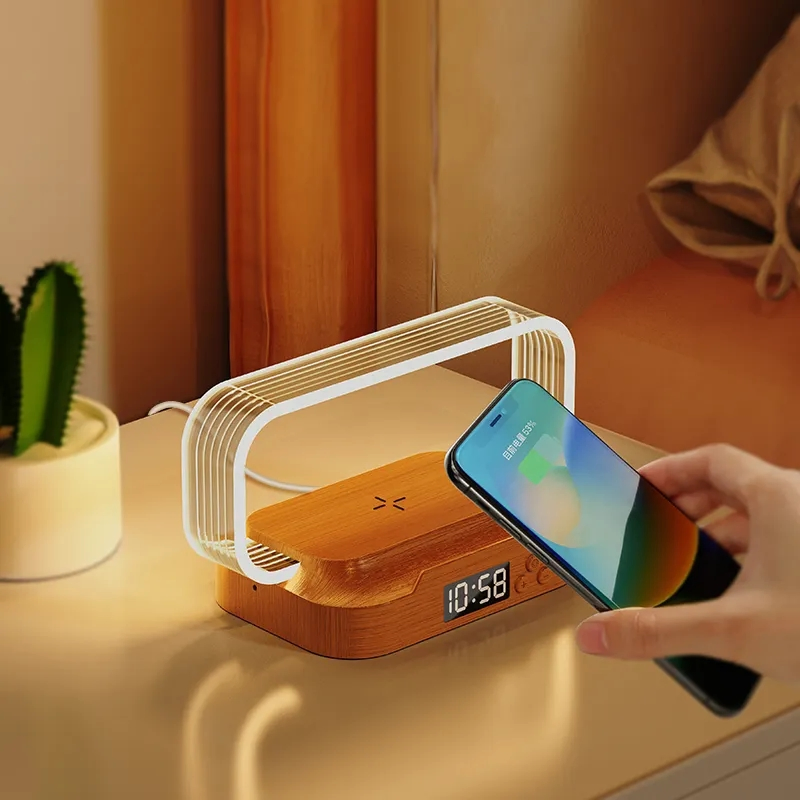 Guangdong 3 in 1 Qi Lamp Wireless Charger with Night Light Clock Display for Android iPhone