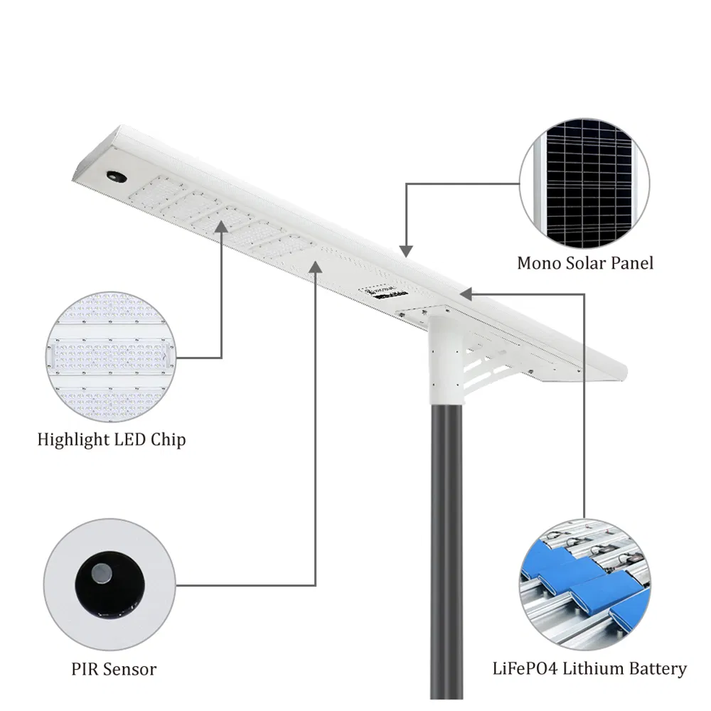 Whc Hot Sale 60W Commercial Outdoor Waterproof All in One LED Solar Street Light