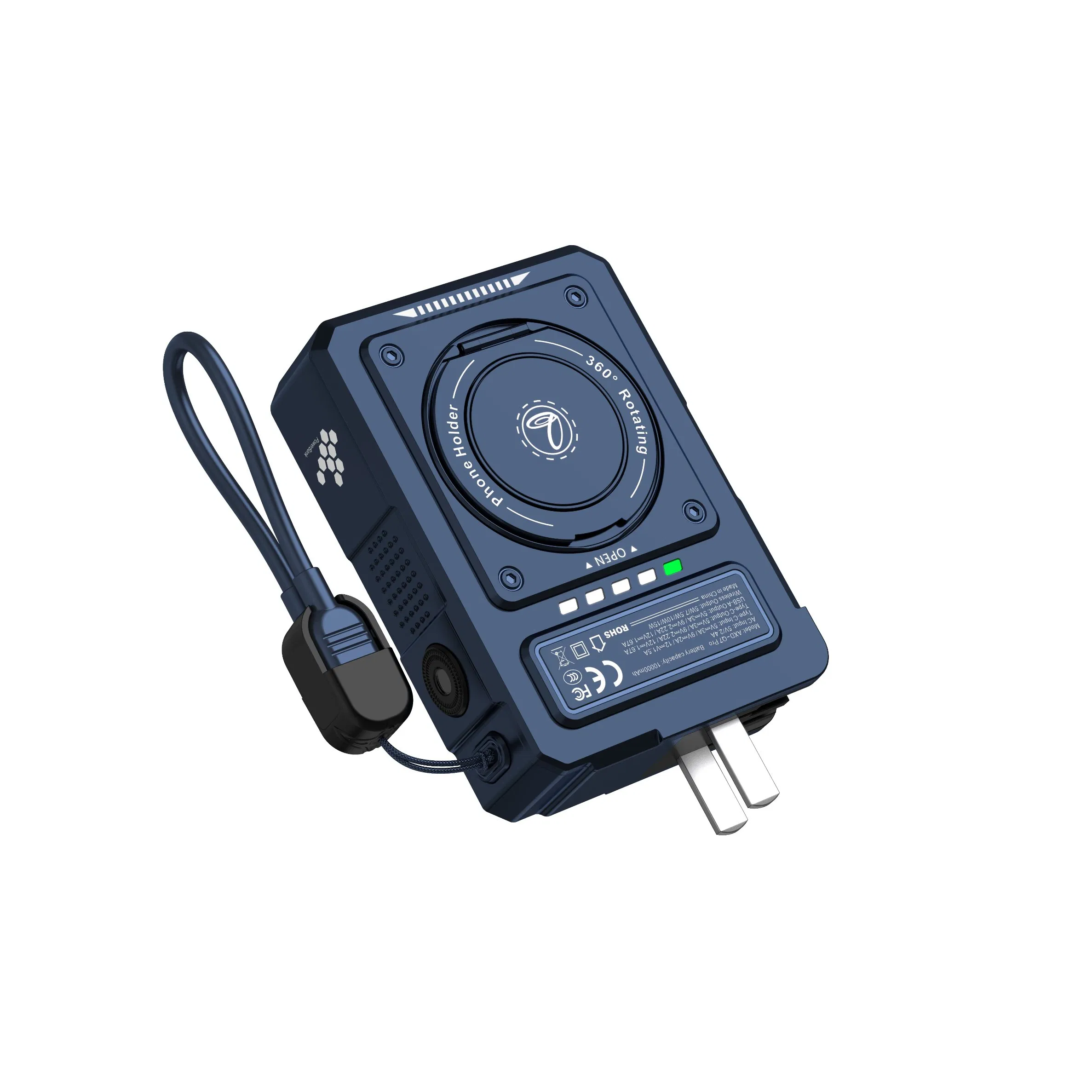 AC Folding Plug Portable Pd22.5W Fast Charging Wireless Charging 10000mAh Power Bank