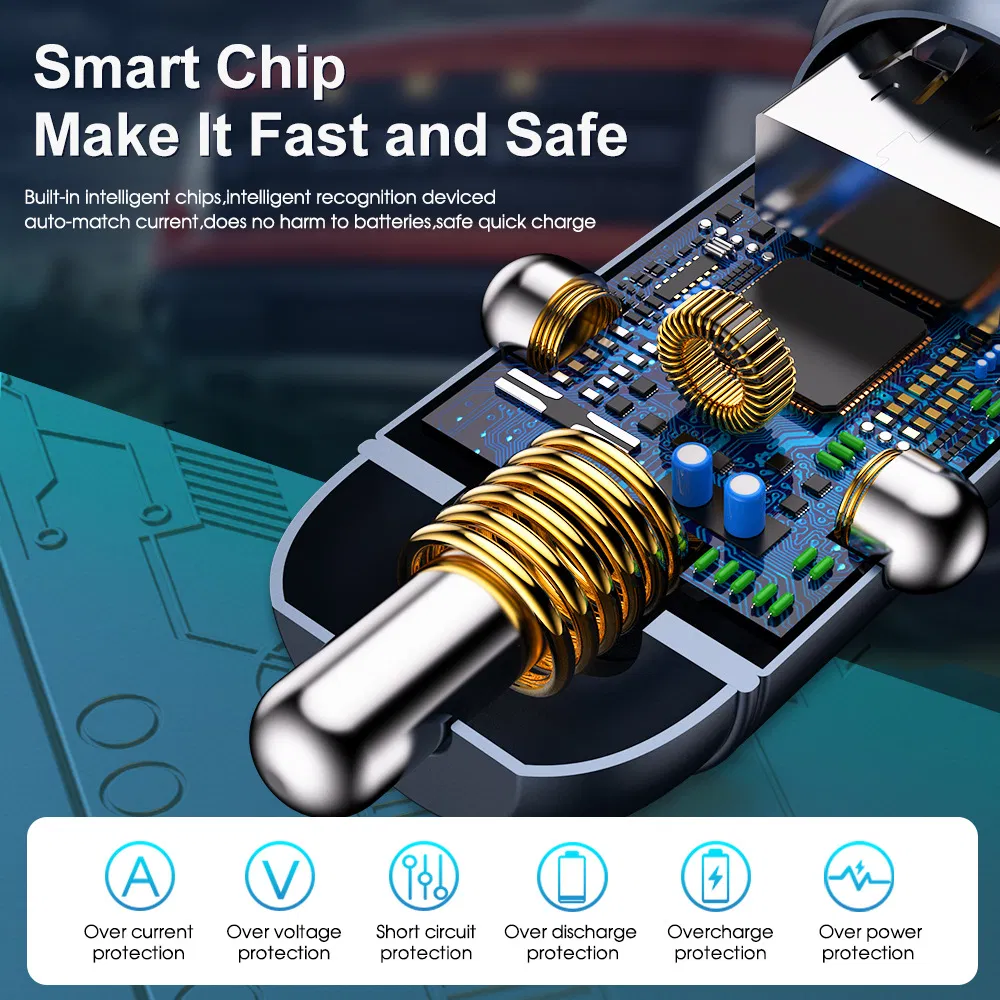 Cacces Digital Dual Port QC3.0 Fast Charge USB Car Charger, USB 3.0 Car Phone Charger, 36W/5A Fast Charging Cigarette Lighter Adapter for iPhone,Samsung,Huawei