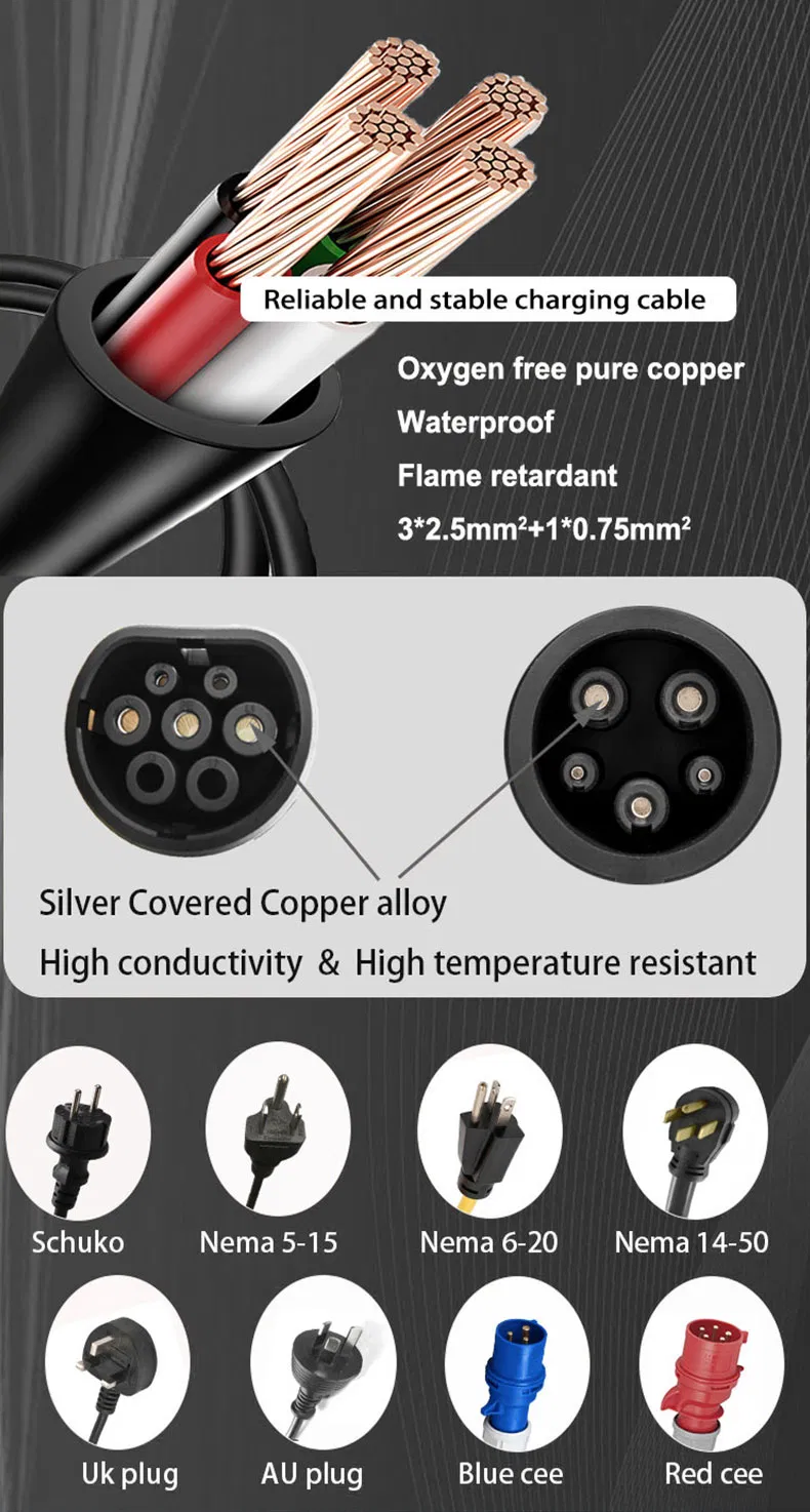 Level 2 EV Charger, 25FT Portable 40A Electric Car Charger, 110V-240V Silver Edge Screen Delay EV Charger NEMA14-50 Plug J1772 EV Chargers for Home Level 2