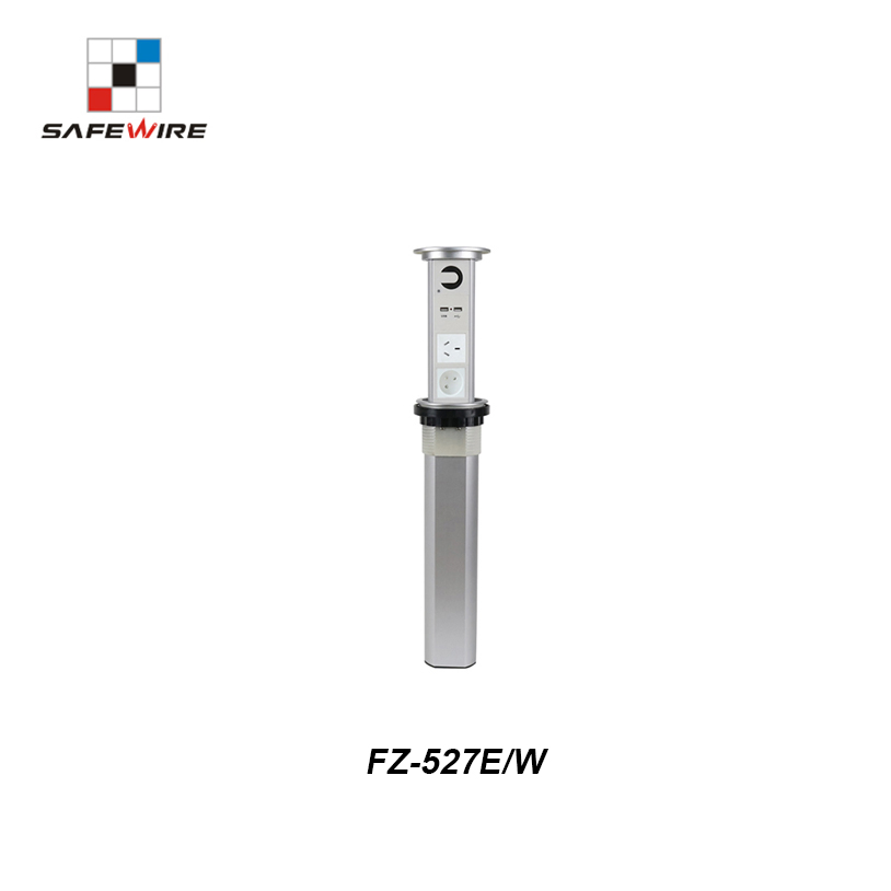Safewire Fz-527e Series: Cylindrical Motised Electric Pop up Socket: Wireless Charger with Bluetooth and Network Outlets
