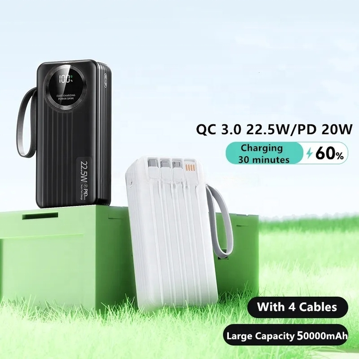 20000mAh Inbuilt 4 Cables Fast Charging Power Bank Mobile Phone Battery Charger