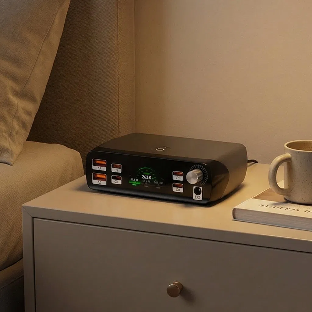 265W GaN Pcharger Multi-Function Charger 7-Port Desktop Charger Phone Tablet Laptop Universal Power Adapter