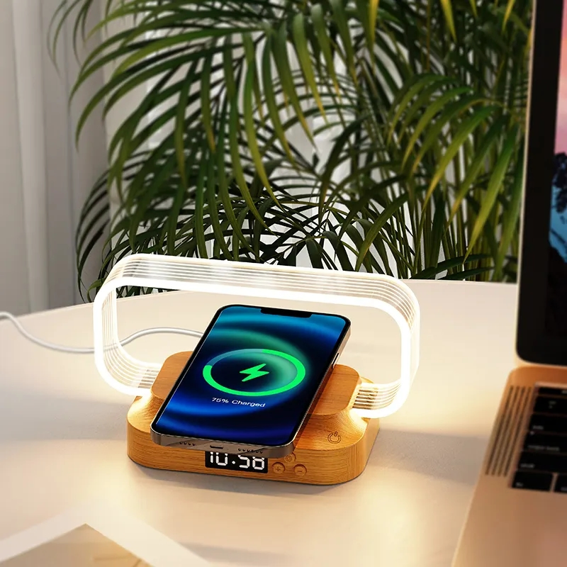 Guangdong 3 in 1 Qi Lamp Wireless Charger with Night Light Clock Display for Android iPhone
