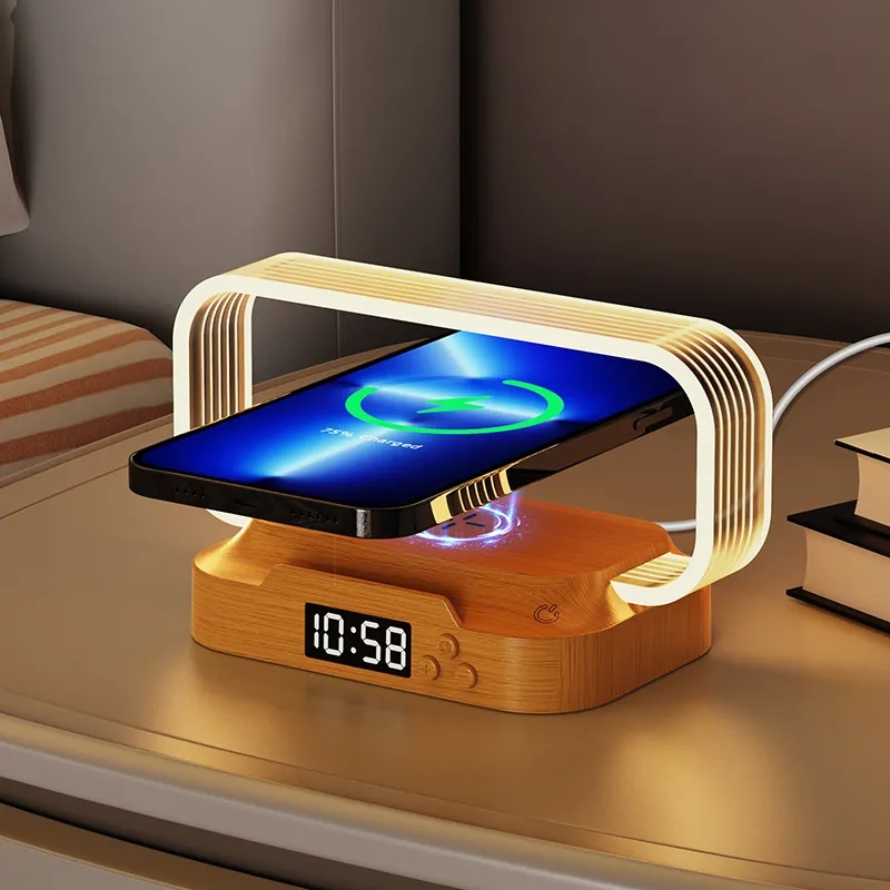 Guangdong 3 in 1 Qi Lamp Wireless Charger with Night Light Clock Display for Android iPhone