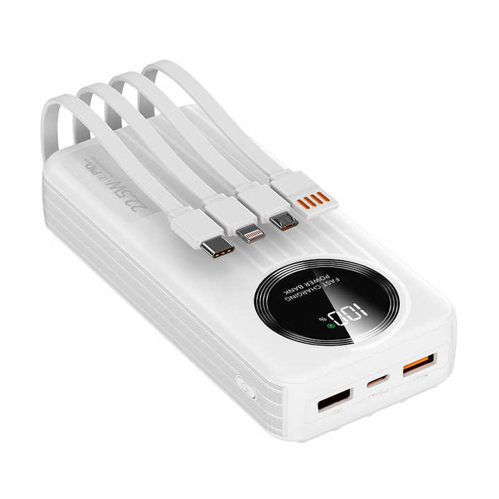 20000mAh Inbuilt 4 Cables Fast Charging Power Bank Mobile Phone Battery Charger