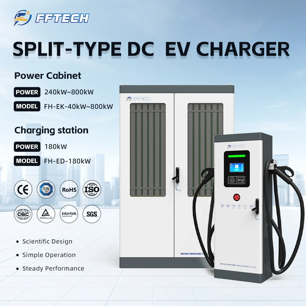 Fftech Advanced Split Type Air Cooling EV Charger with 240kw-600kw Output Power