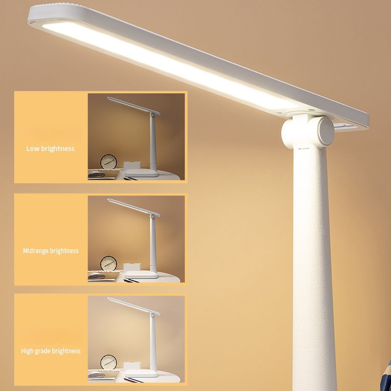 LED Folding Desk Lamp Detachable Pen Holder Three-Level Dimming USB 12o0ma Touch Control Learning Table Lamp