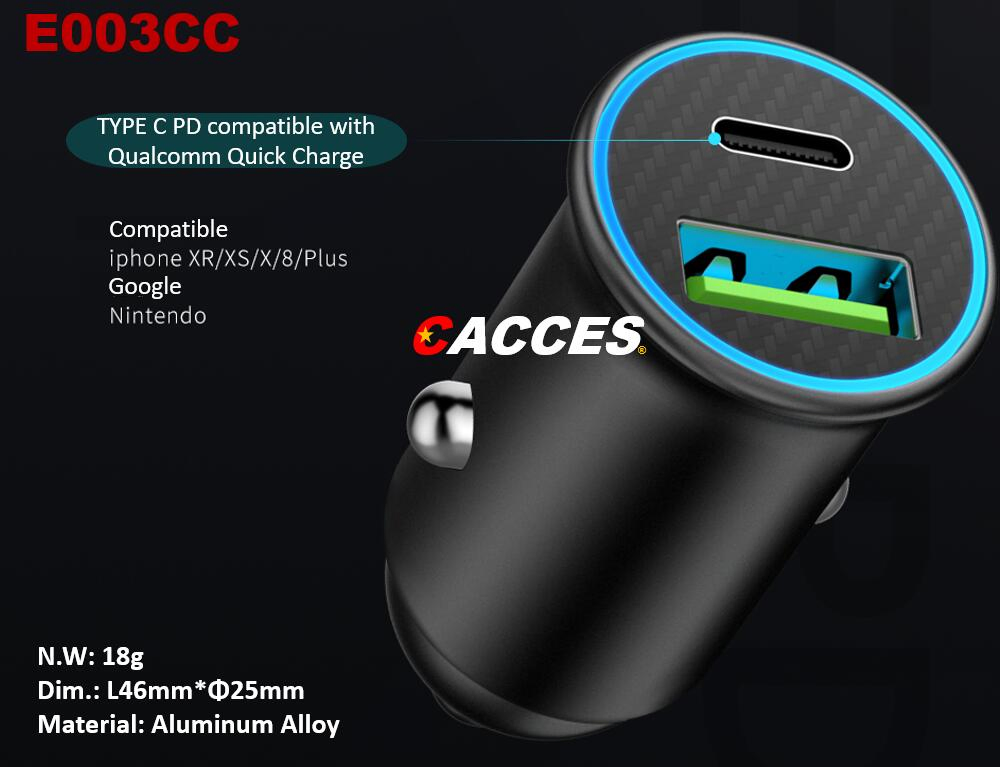 Car Charging Accessories Dual USB Car Charger Adapter 30W USB &amp; 60W Pd Ports Blue Light 4.8A Rapid Mini Car Charger Quick Charge Compatible with All Smartphones