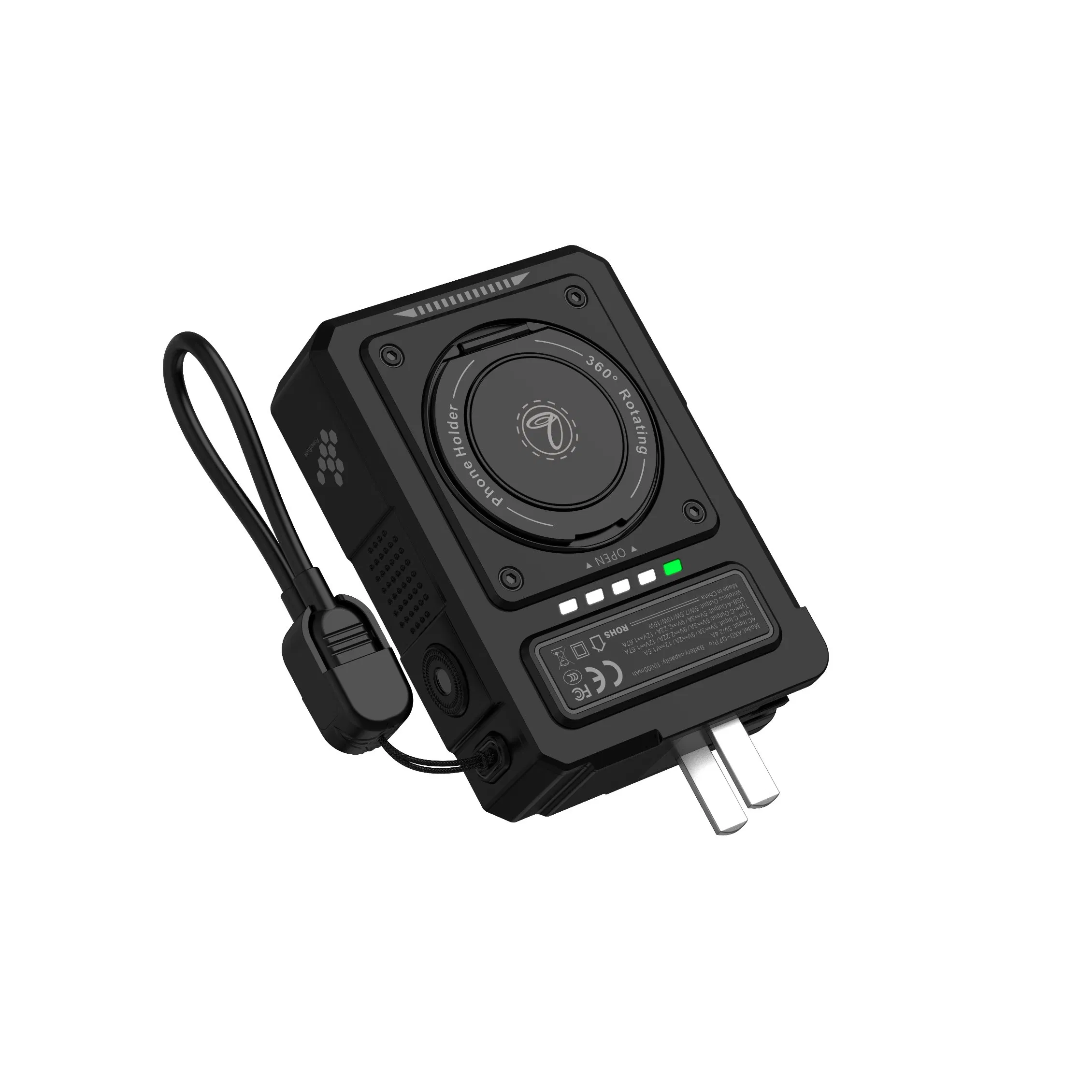 AC Folding Plug Portable Pd22.5W Fast Charging Wireless Charging 10000mAh Power Bank