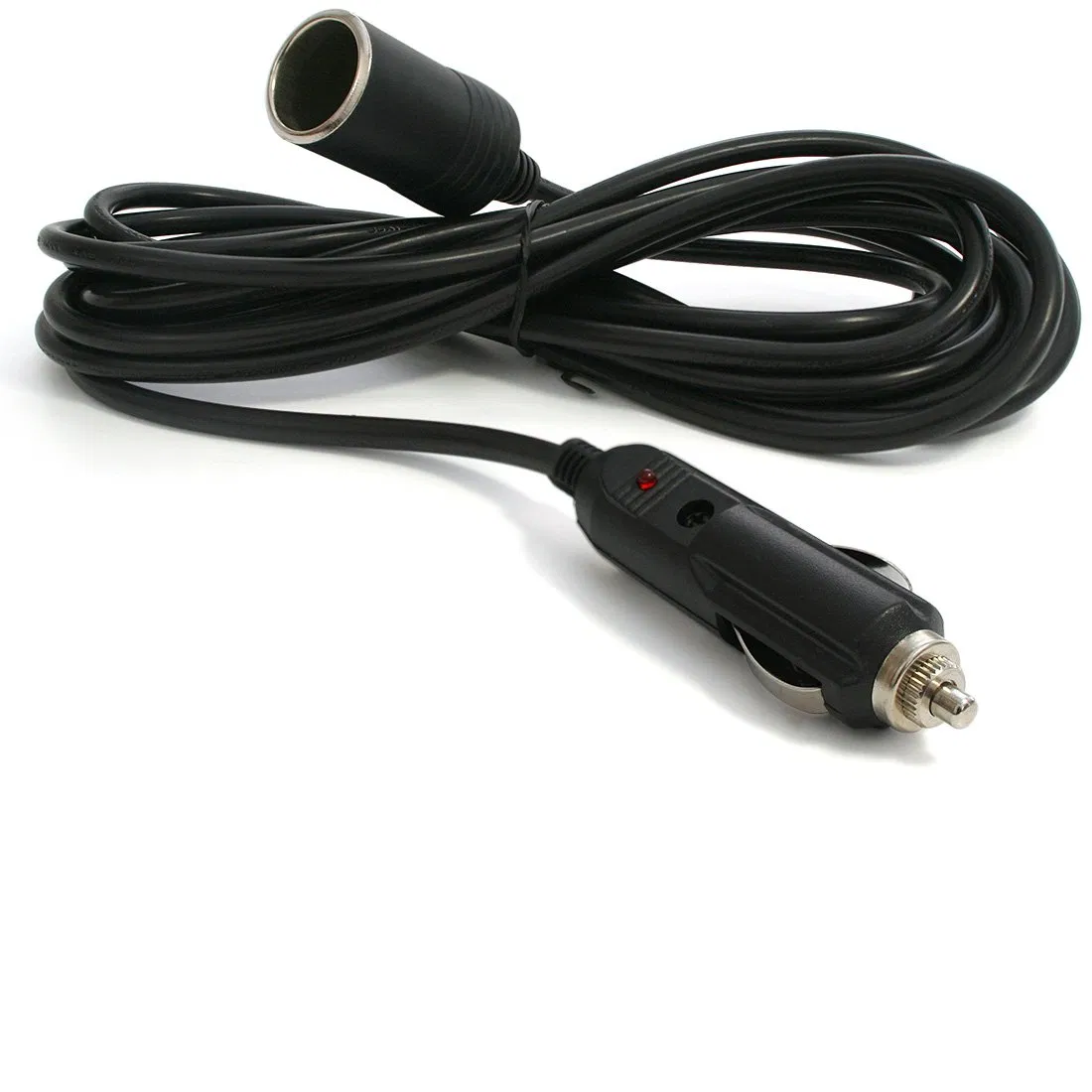 Premium 12V 15' Foot Heavy Duty Car Cigarette Lighter Socket Extension Cord, Fused (Black)