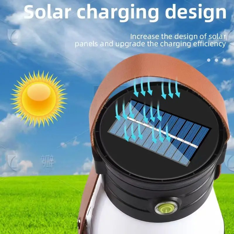 Portable Waterproof Solar LED Camping Lantern for Outdoor Rechargeable Handheld Emergency Light