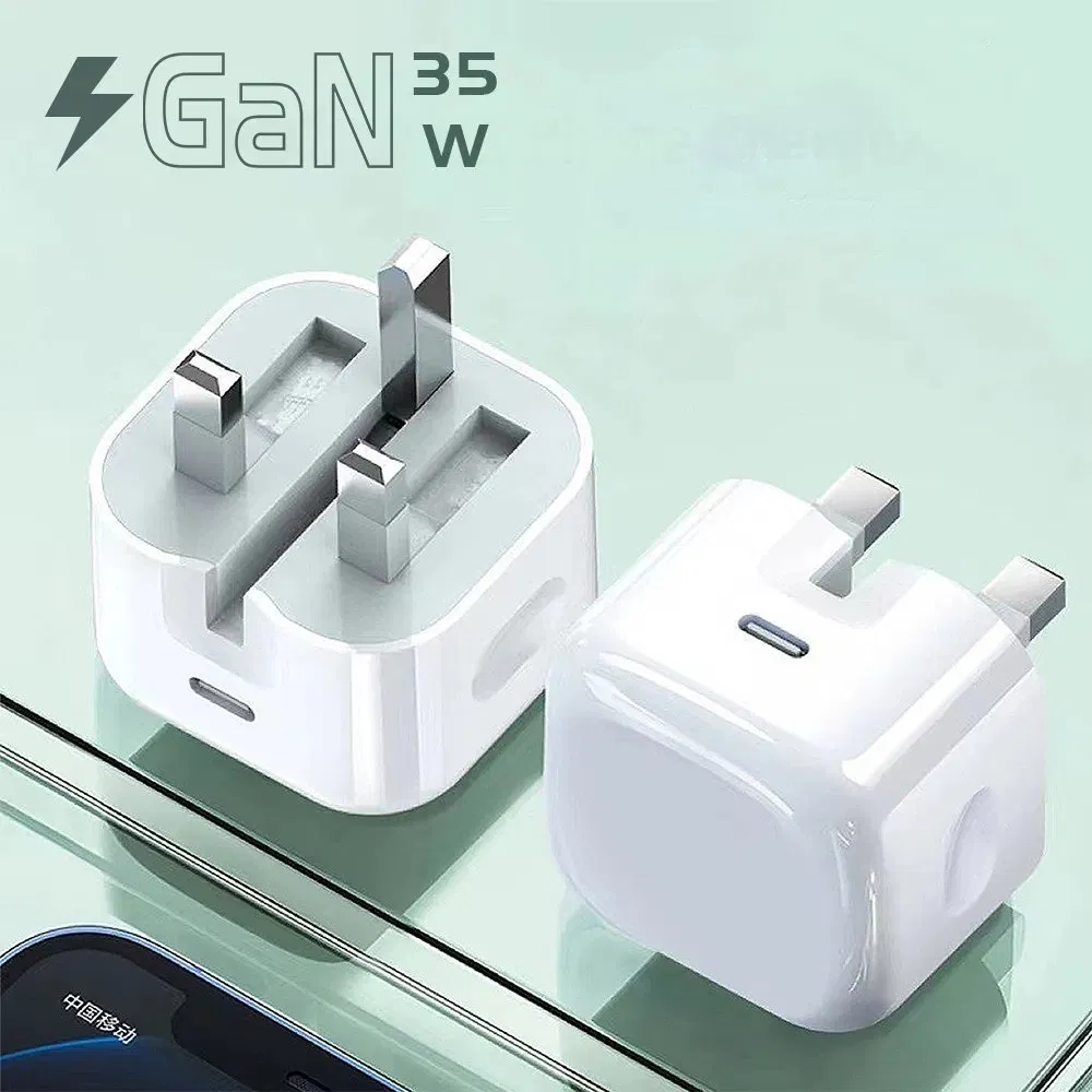 New GaN Pd35W Fast UK Charger for iPhone Samsung Wall GaN 35W UK Mobile Phone Charger 3 Pins Fast Mobile Charger GaN Fast Phone Charger