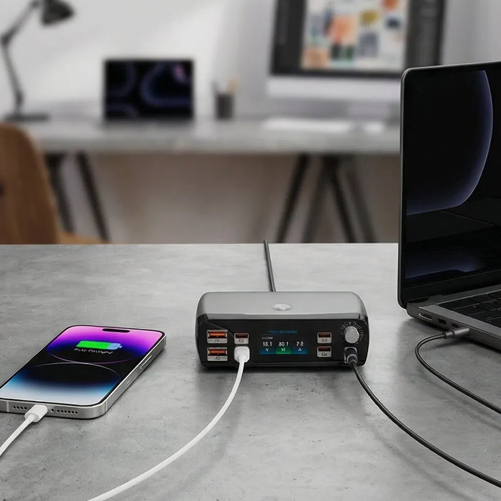 265W GaN Pcharger Multi-Function Charger 7-Port Desktop Charger Phone Tablet Laptop Universal Power Adapter