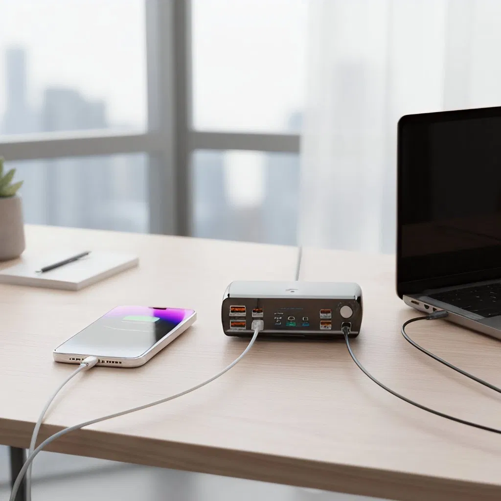 New 265W High-Power USB Charger GaN Fast Charging Charger Multi-Port Universal Adapter Desktop Mobile Phone Charging Station