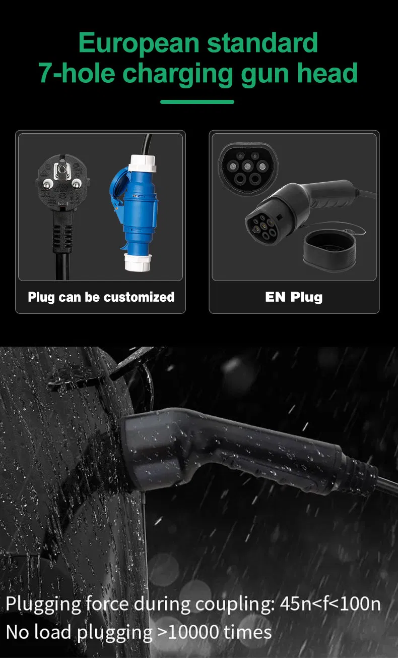 Level 1-2 EV Charger, 100-240V 16A 25FT Portable Evse, NEMA 6-20 Plug with NEMA 5-15 Adapter Electric Vehicle Charging Station