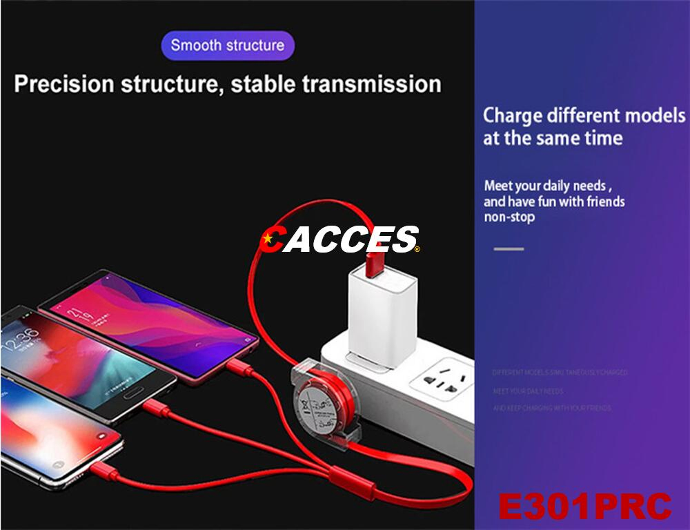 Multi Phone Cable, Retractable 3 in 1 USB Charging Cable Universal Charger with Micro USB Type C Lightening Iphon Ports for Iphon Google Pixel Tablet LG Laptops