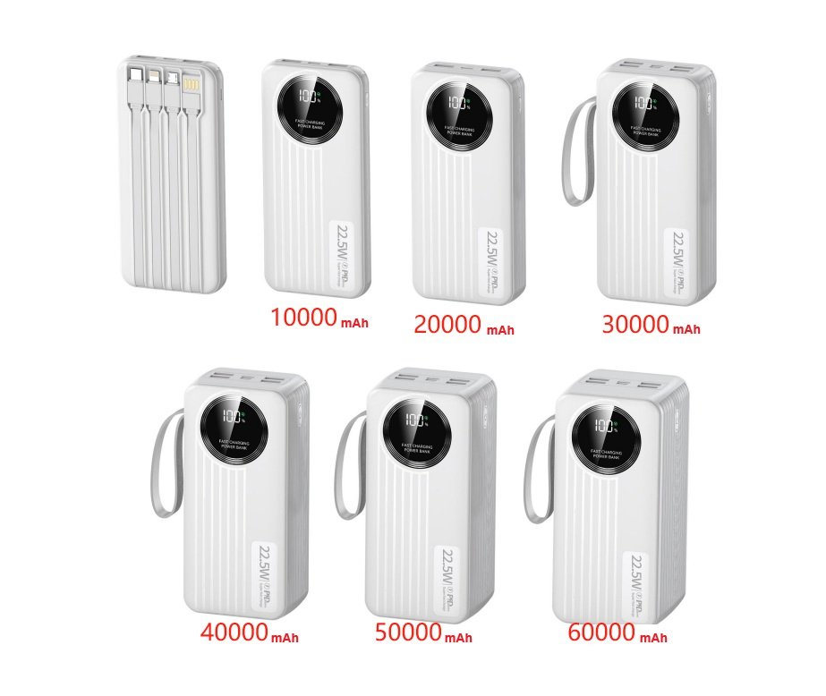 20000mAh Inbuilt 4 Cables Fast Charging Power Bank Mobile Phone Battery Charger