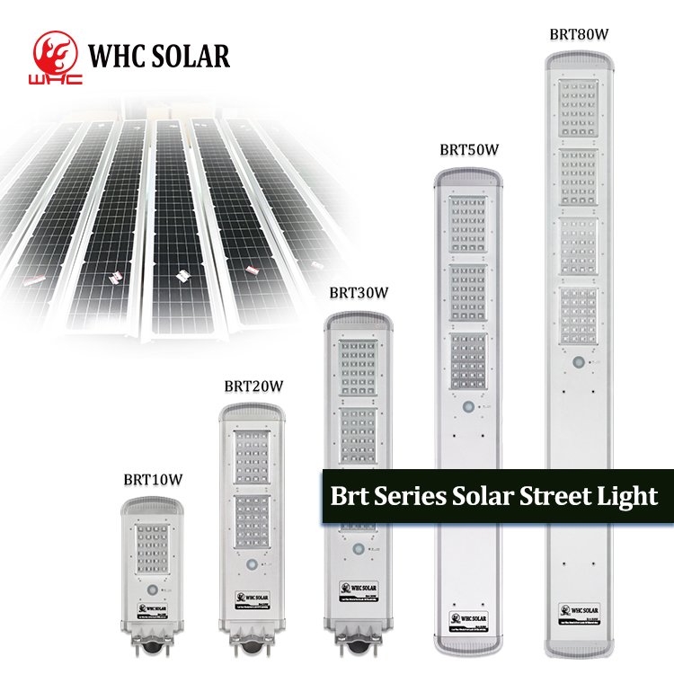 Whc Waterproof All in One 20W Outdoor Street Lights Solar Street Lamp with Solar Panel