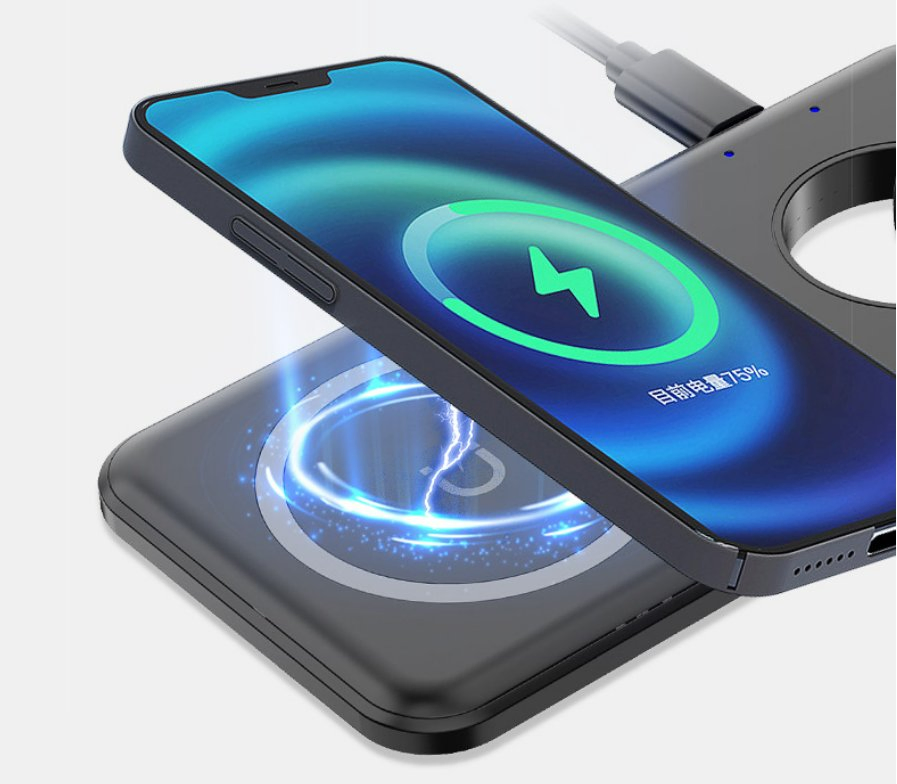 3-in-1 15W Fast Charging Universal Wireless Charger Magnetic Foldable Desk Phone Charger for Phone Watch Earbuds