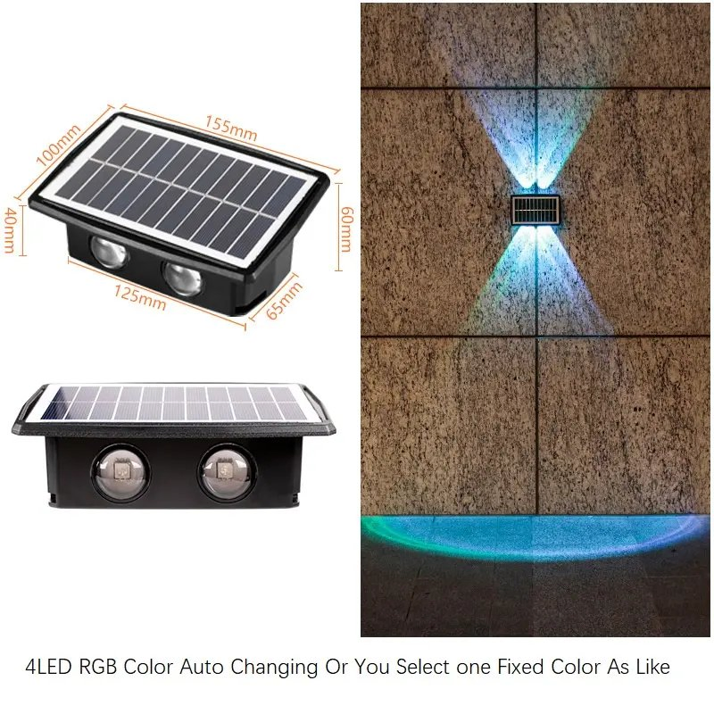 Outdoor Waterproof Colorful &amp; White LED Solar Wall Wash Light
