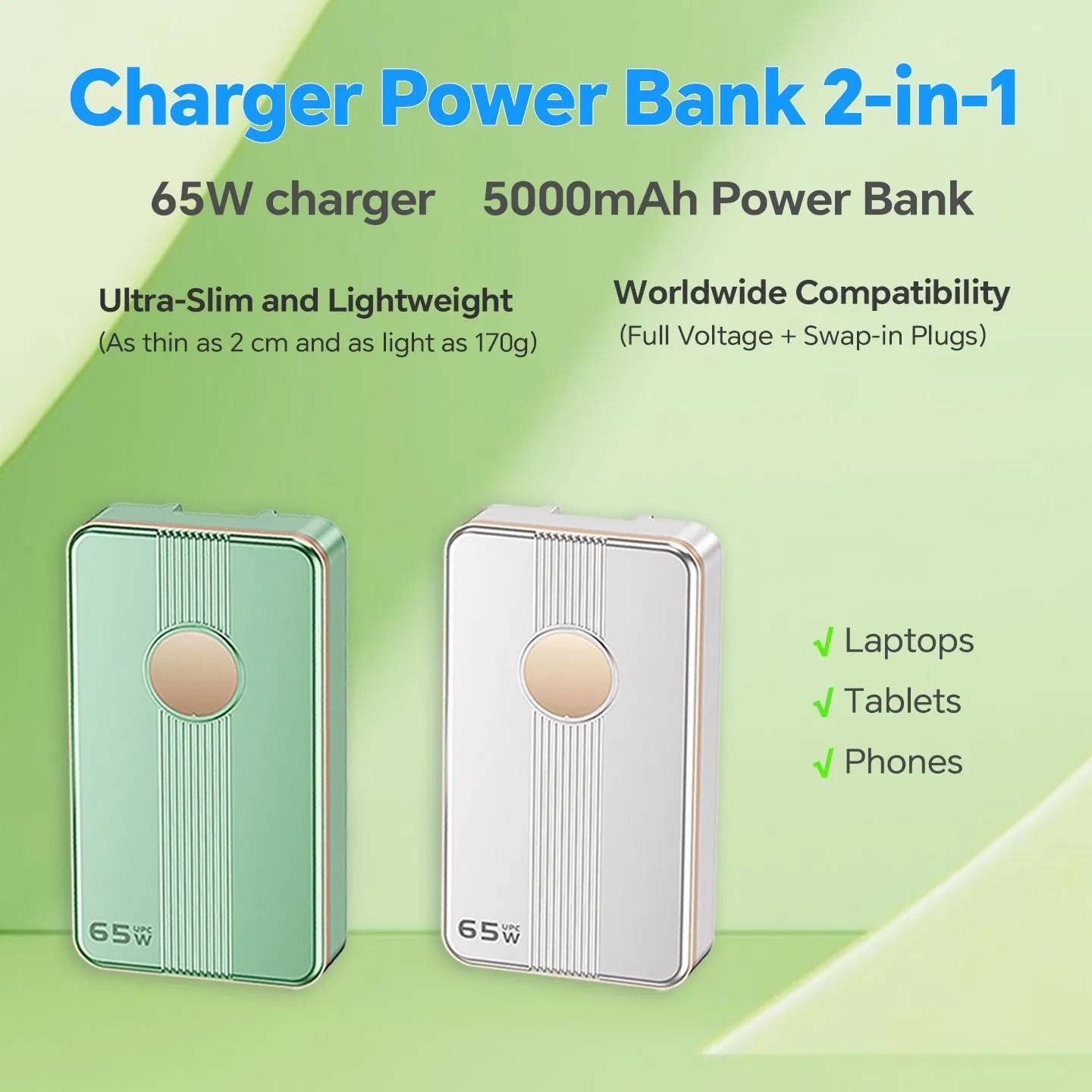 5000mAh GaN Power Bank 65W Pd Mobile Phone Charger, Reliable Power Source for Remote Working and Learning