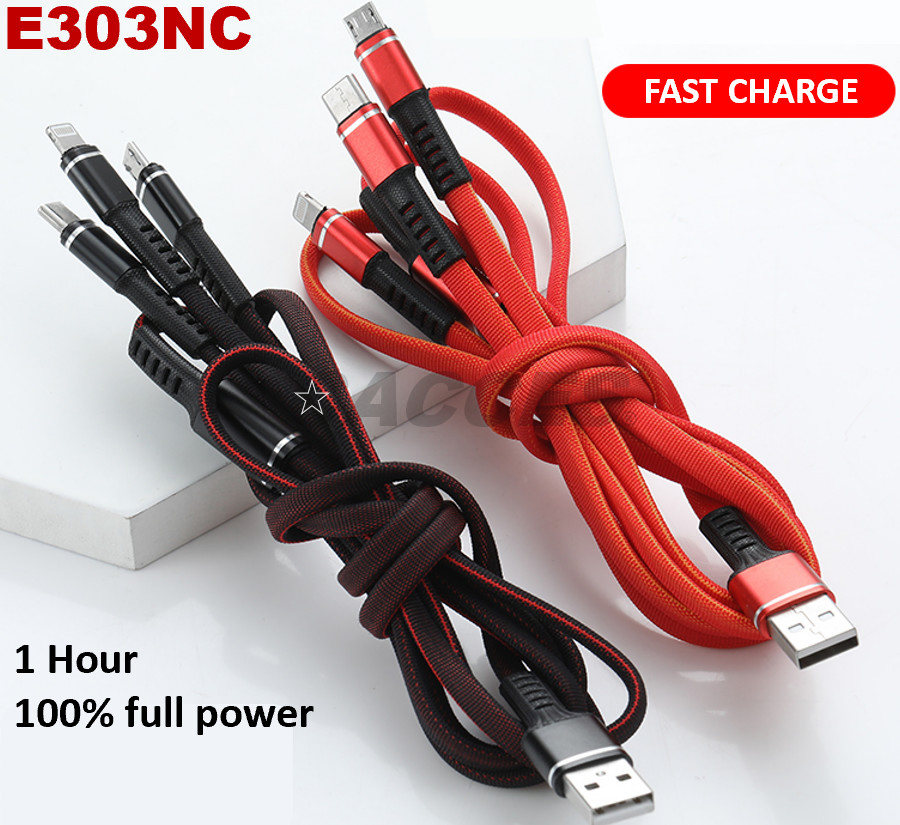 Multi Charging Cable,Multi Charger Cable Braided 3in1 Charging Cable Multi USB Cable Fast Charging Cord W/Type-C,Micro USB&IP Port,Compatible W/Most Phone&Ipads