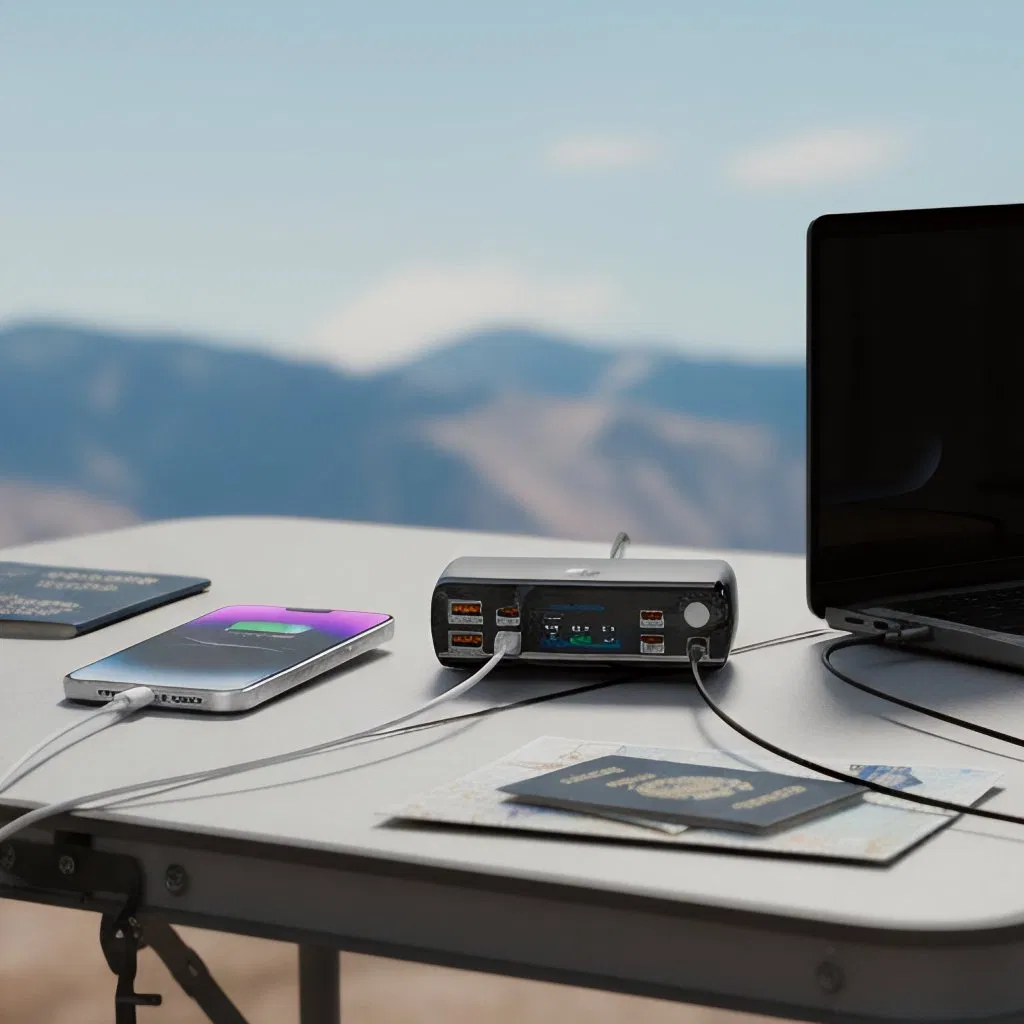 Versatile 265W Desktop Charger with Multiple USB Ports for Camping Trip and Home