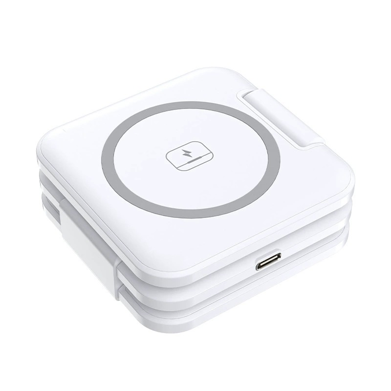 3-in-1 15W Fast Charging Universal Wireless Charger Magnetic Foldable Desk Phone Charger for Phone Watch Earbuds