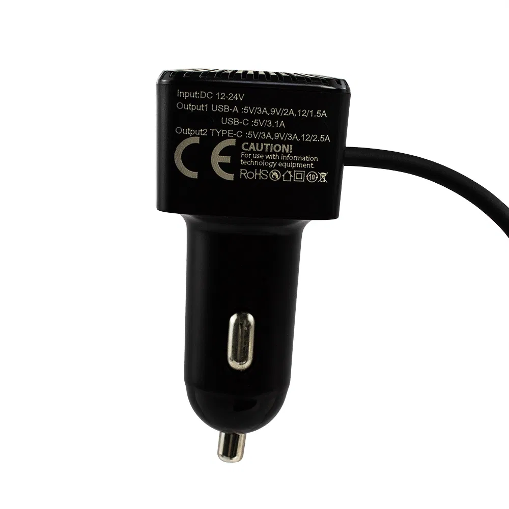 100W Car Charger Super Fast Charging Cable 3 Multi-Port Car Phone Charger with Breathing Lighting