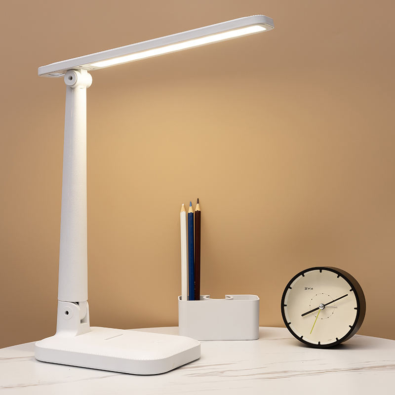 LED Folding Desk Lamp Detachable Pen Holder Three-Level Dimming USB 12o0ma Touch Control Learning Table Lamp